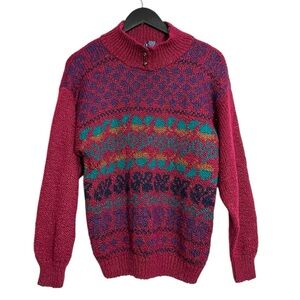 DHI Fair Isle Vintage Sweater Mockneck Size Medium 90s Art Teacher Viral TikTok